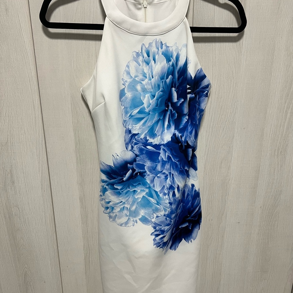 Guess White and Blue Floral Dress